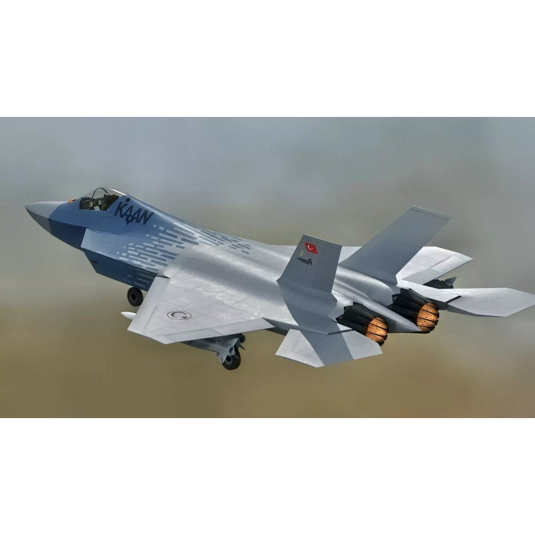 MMU Kaan P2 3D Model – Fully Rigged Low-Poly Aircraft, Blender - View 2