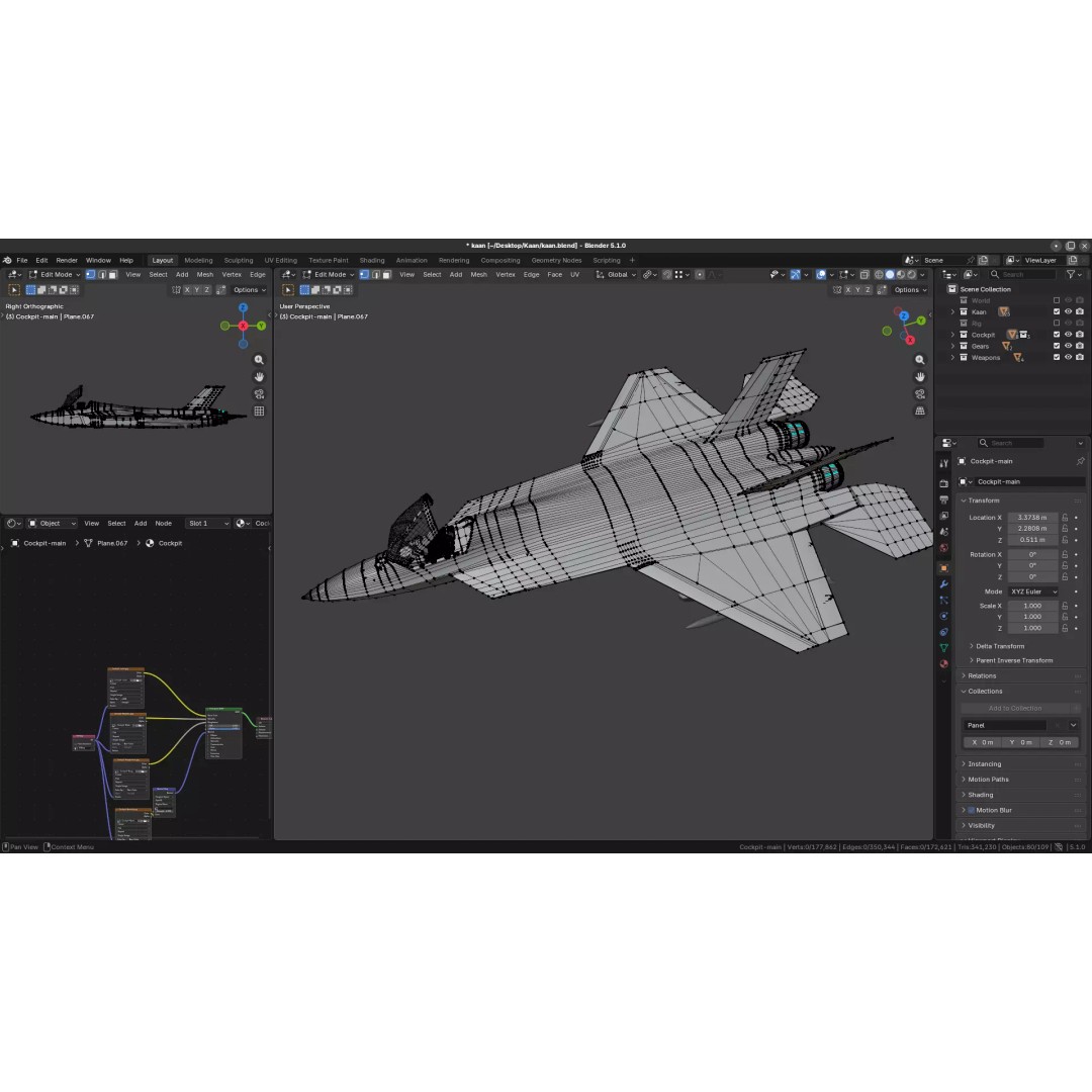 MMU Kaan P2 3D Model – Fully Rigged Low-Poly Aircraft, Blender - View 26