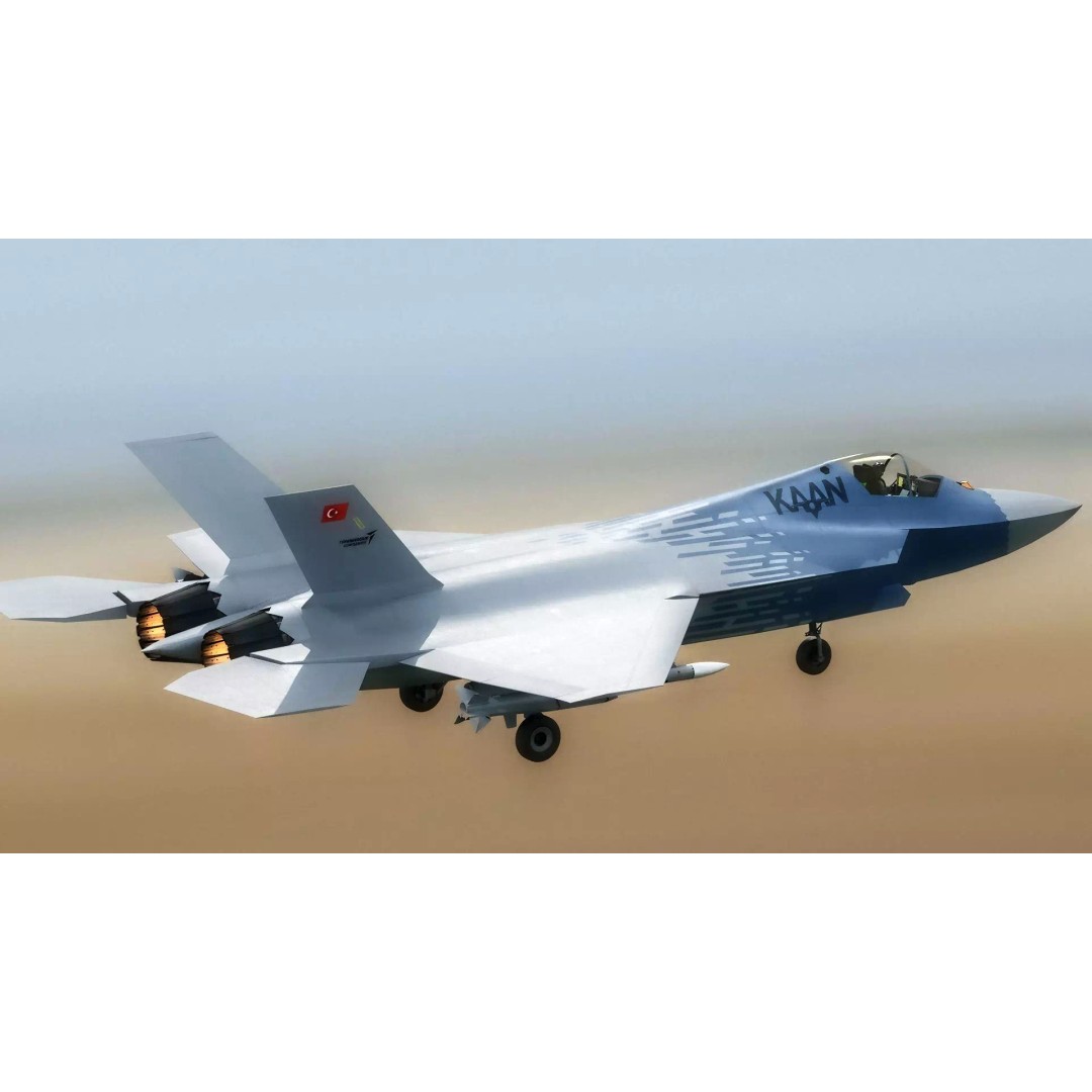 MMU Kaan P2 3D Model – Fully Rigged Low-Poly Aircraft, Blender - View 3
