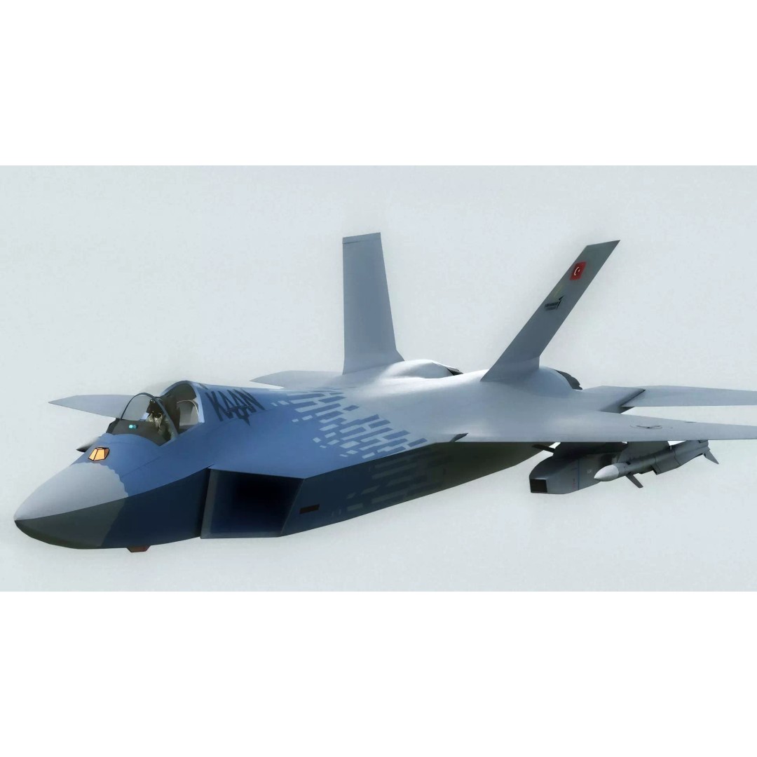 MMU Kaan P2 3D Model – Fully Rigged Low-Poly Aircraft, Blender - View 9