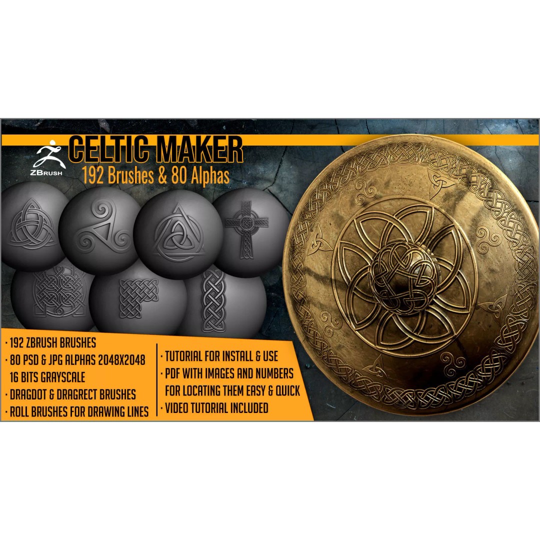 Celtic Maker 3D Model – ZBrush Brushes Set with Alphas - View 2