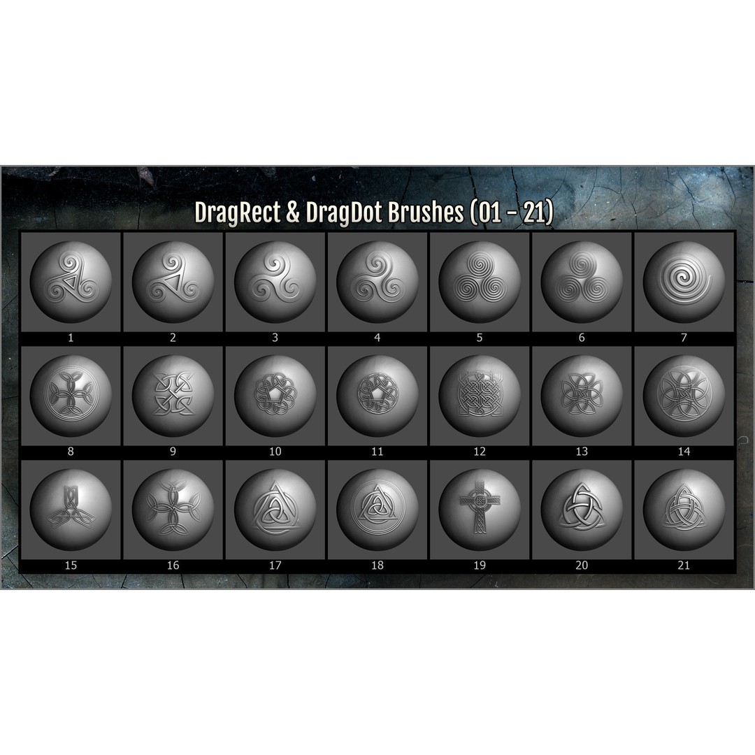Celtic Maker 3D Model – ZBrush Brushes Set with Alphas - View 4