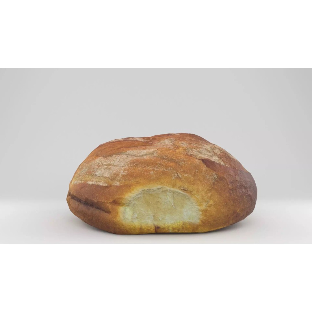 3D Bread Model – Low Poly Photoscanned Asset with PBR Textures - View 2