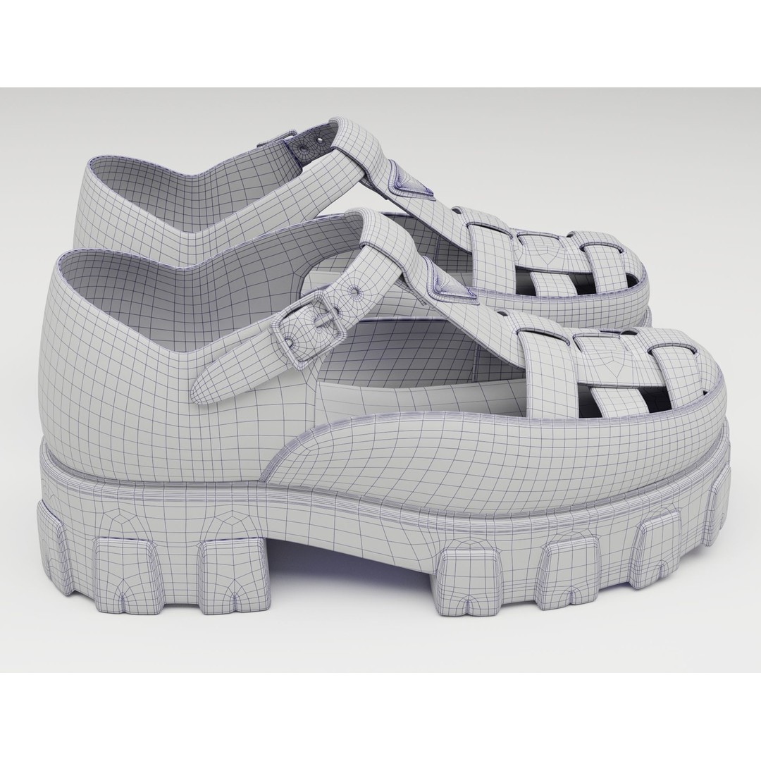 Chunky Sandals 3D Model – Low Poly Game Ready Footwear, FBX, OBJ - View 11