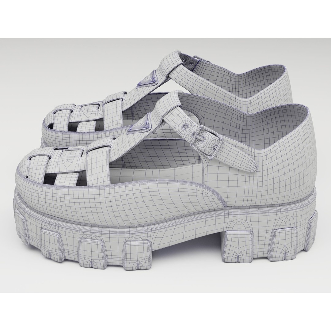 Chunky Sandals 3D Model – Low Poly Game Ready Footwear, FBX, OBJ - View 13