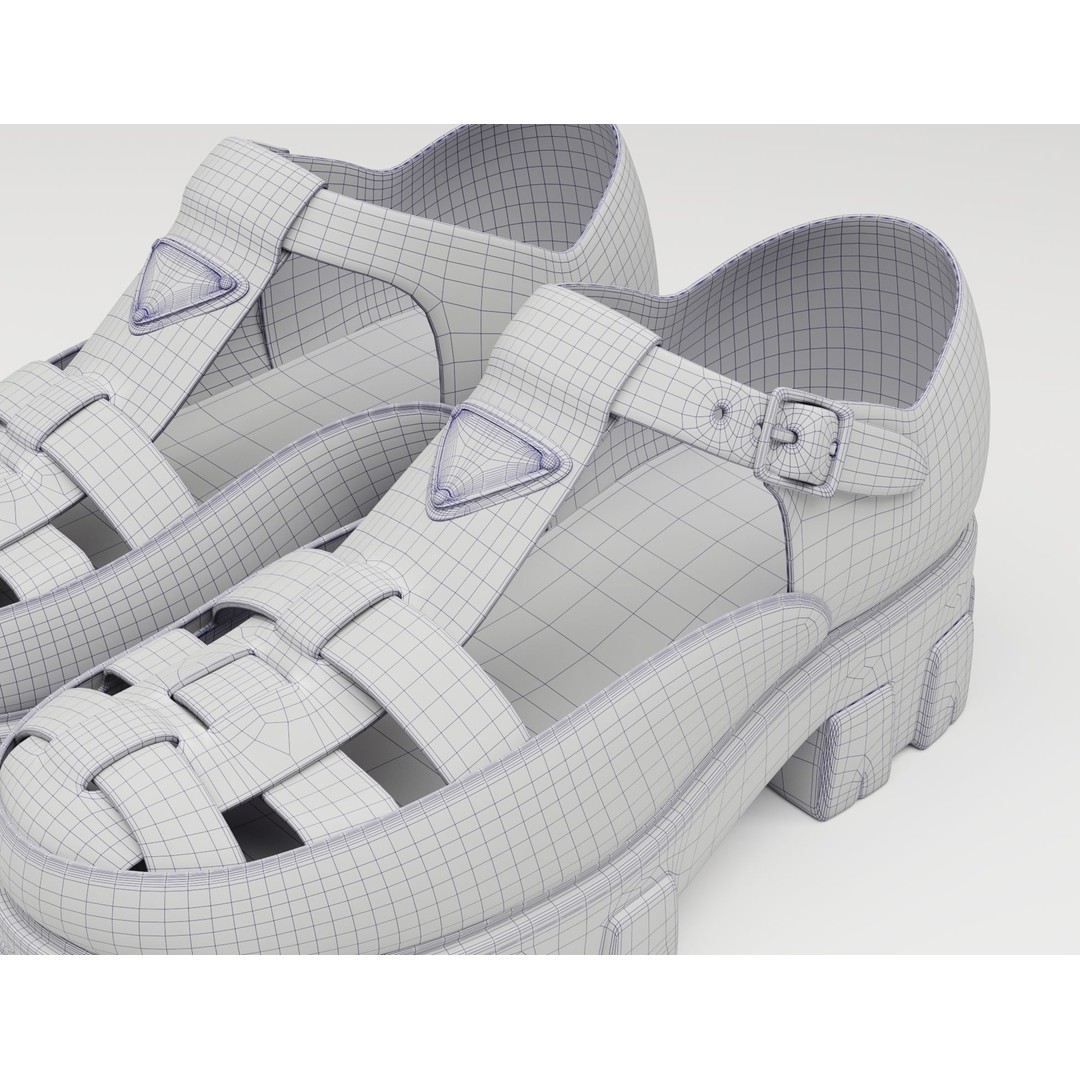 Chunky Sandals 3D Model – Low Poly Game Ready Footwear, FBX, OBJ - View 15