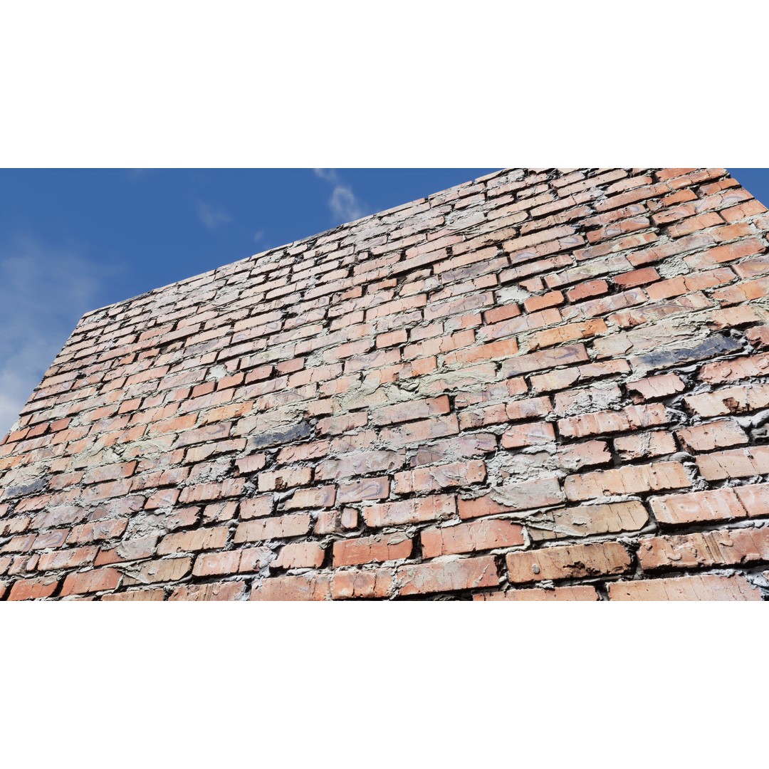 Damaged Brick Walls 3D Model – Low Poly PBR Materials, FBX - View 12