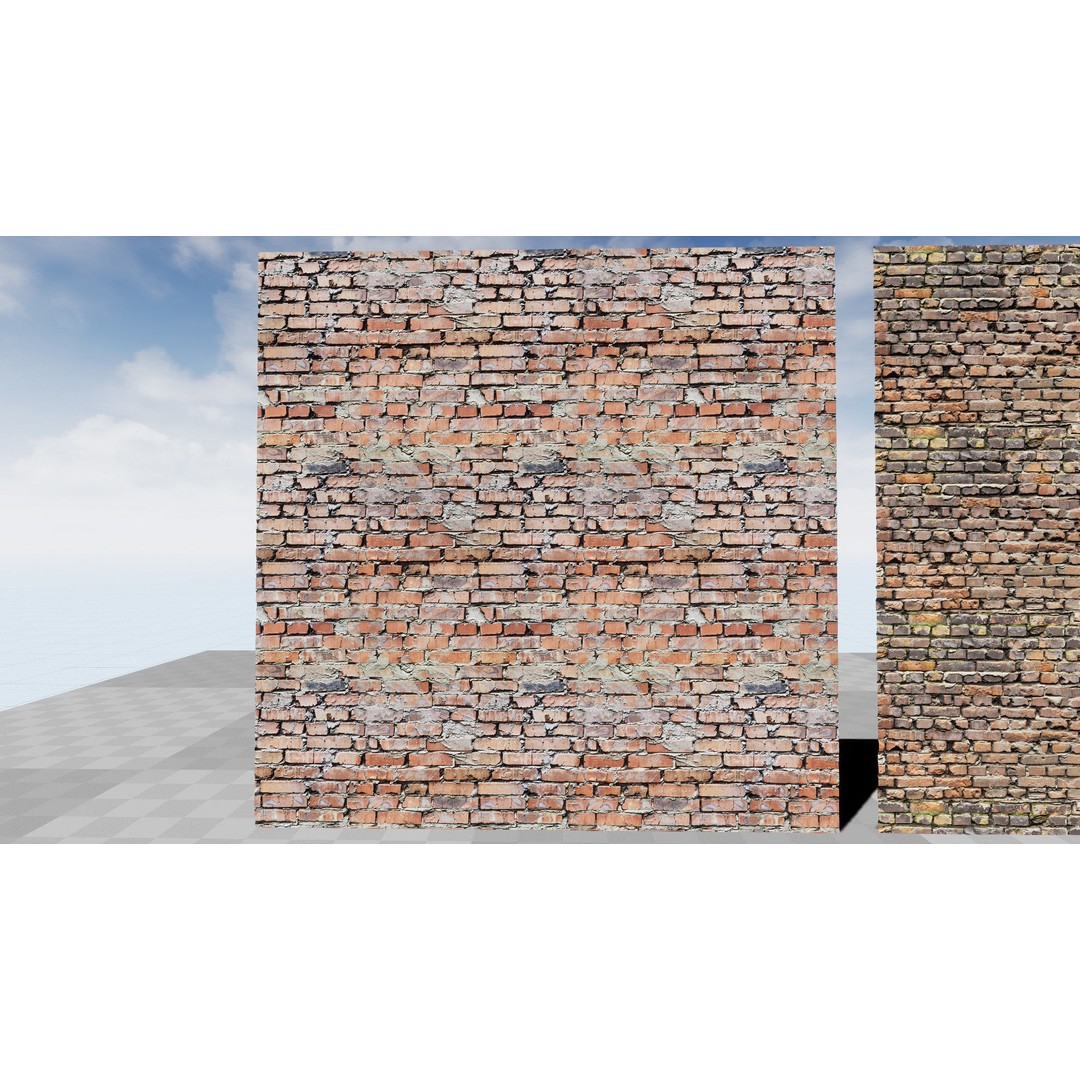 Damaged Brick Walls 3D Model – Low Poly PBR Materials, FBX - View 16