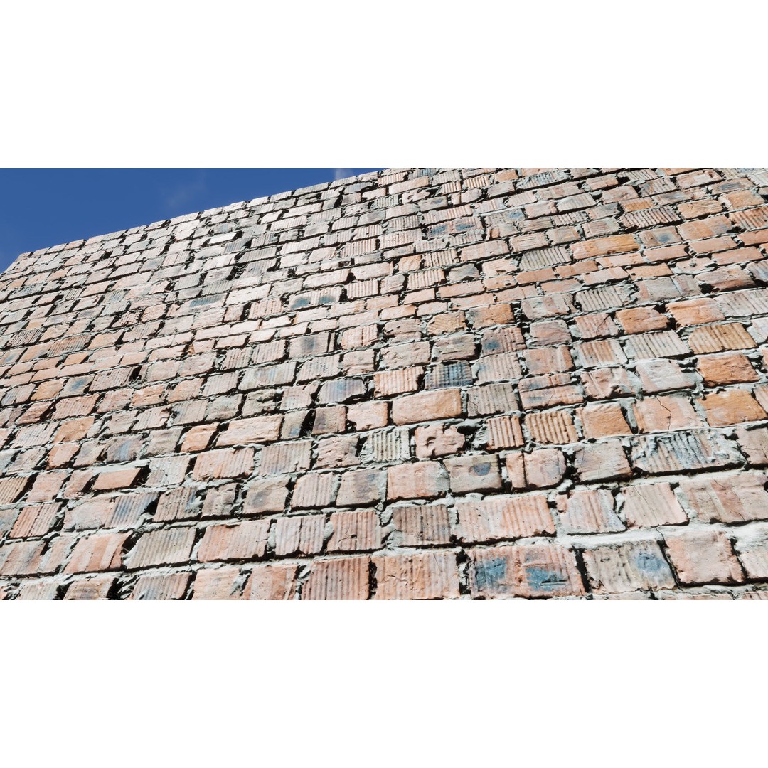 Damaged Brick Walls 3D Model – Low Poly PBR Materials, FBX - View 4