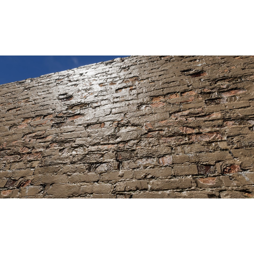 Damaged Brick Walls 3D Model – Low Poly PBR Materials, FBX - View 7
