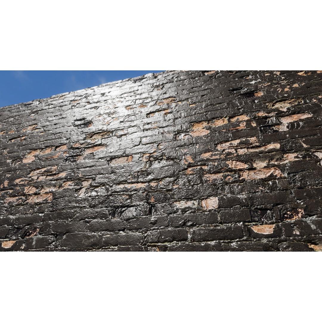 Damaged Brick Walls 3D Model – Low Poly PBR Materials, FBX - View 9