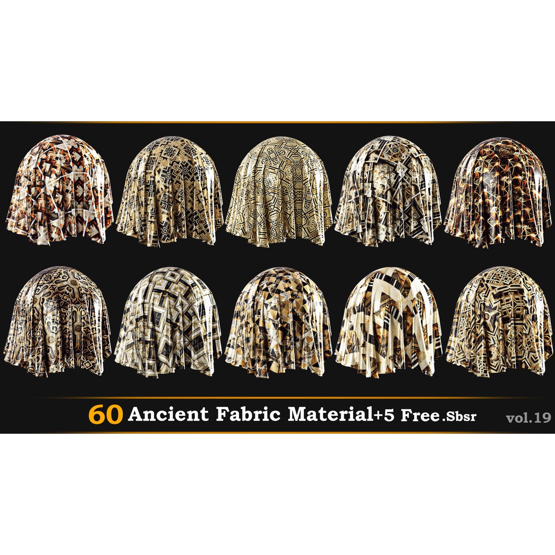 Ancient Fabric Material 3D Model – 60 Textures in .SBSAR Format - View 3