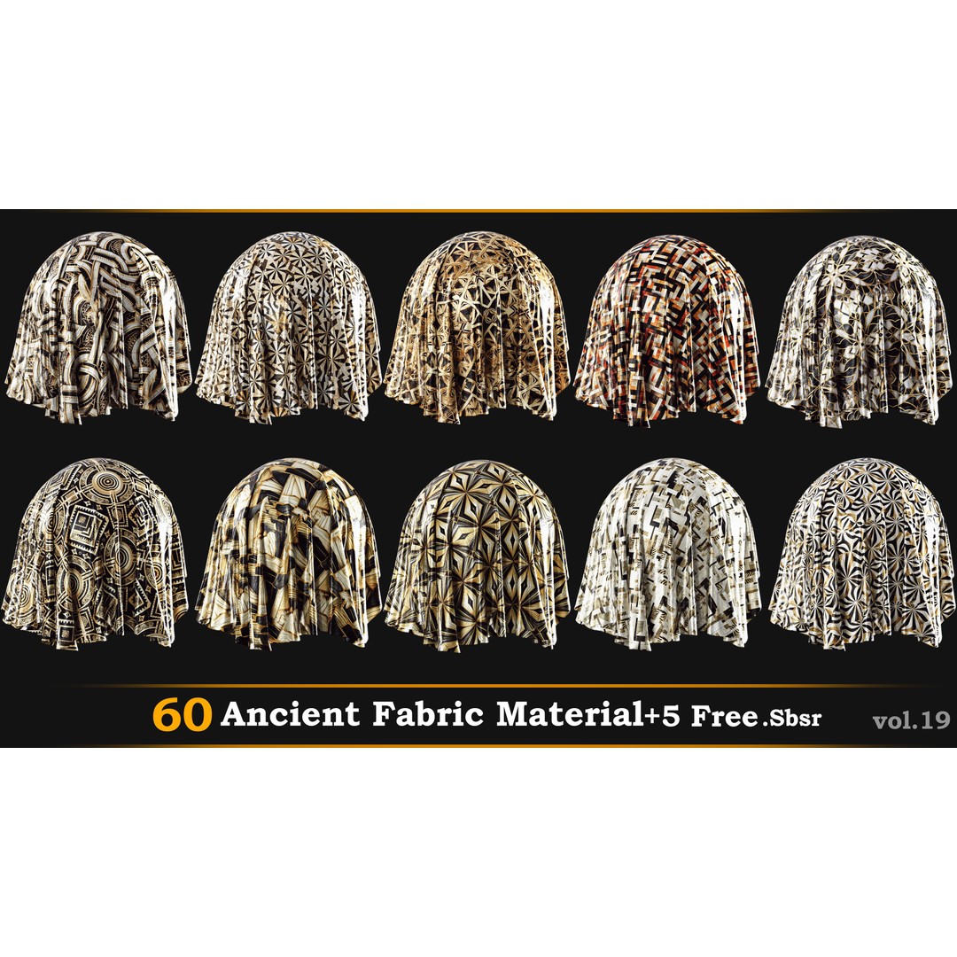 Ancient Fabric Material 3D Model – 60 Textures in .SBSAR Format - View 4