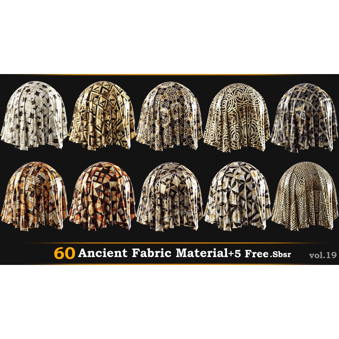 Ancient Fabric Material 3D Model – 60 Textures in .SBSAR Format - View 5