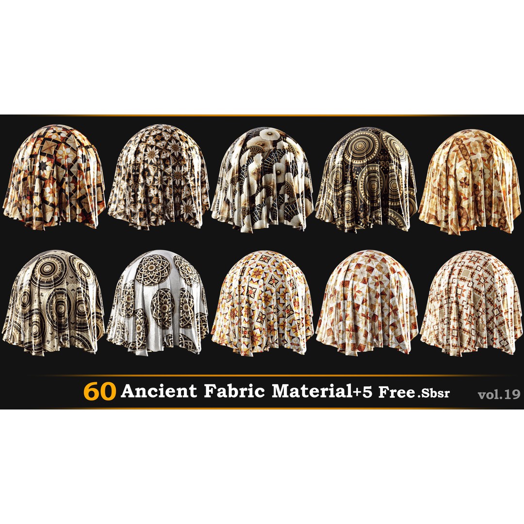 Ancient Fabric Material 3D Model – 60 Textures in .SBSAR Format - View 6