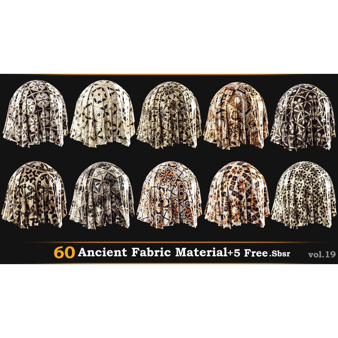 Ancient Fabric Material 3D Model – 60 Textures in .SBSAR Format - View 7
