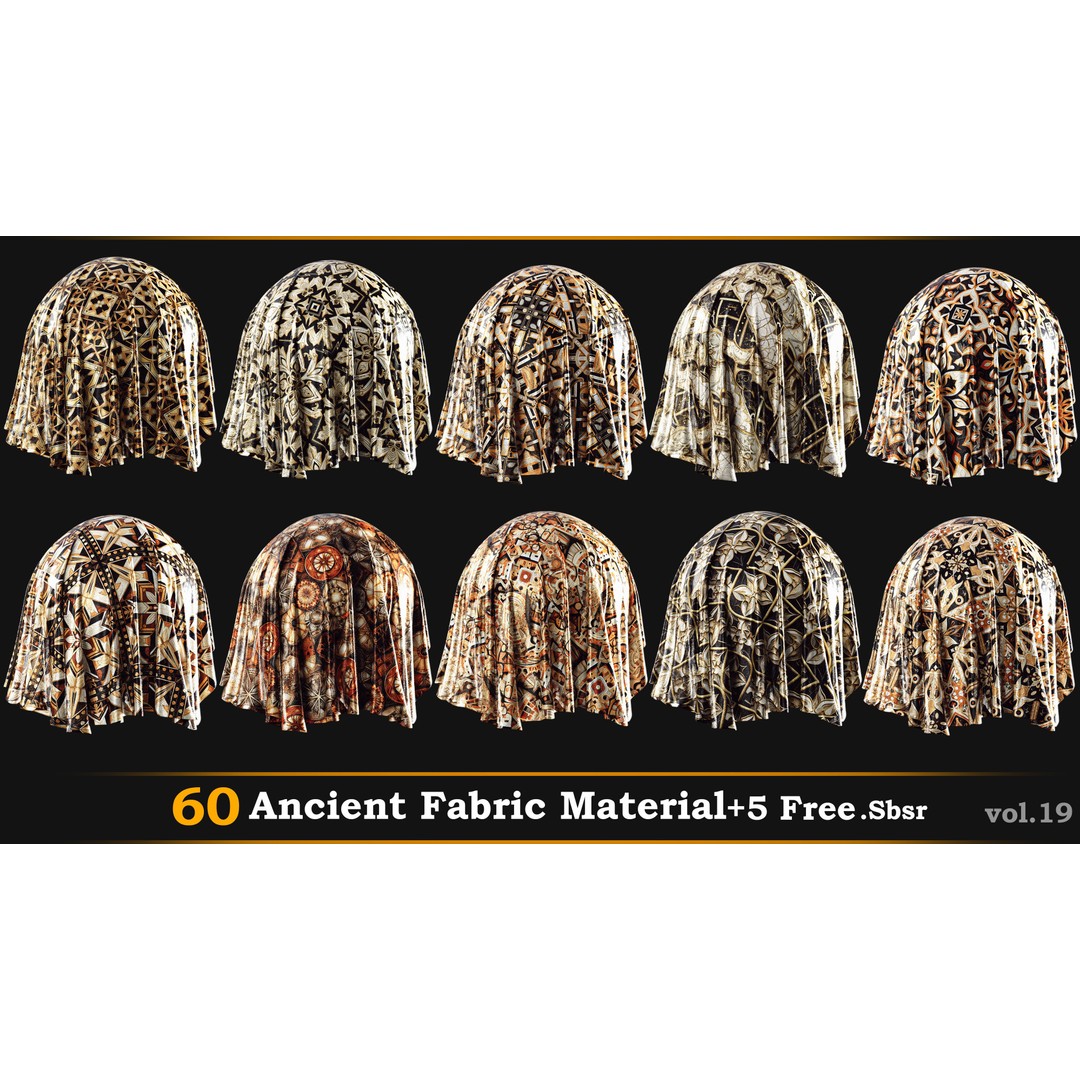 Ancient Fabric Material 3D Model – 60 Textures in .SBSAR Format - View 8