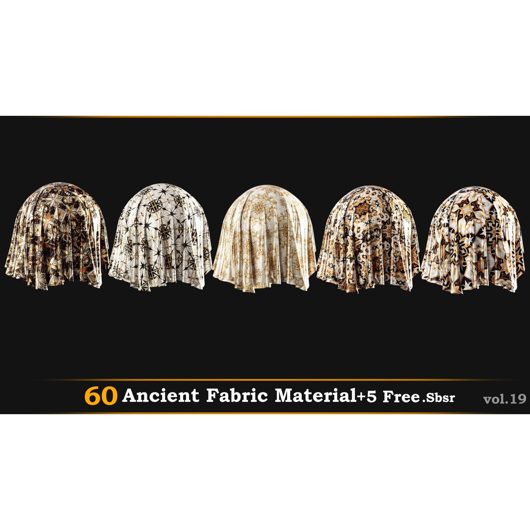 Ancient Fabric Material 3D Model – 60 Textures in .SBSAR Format - View 9