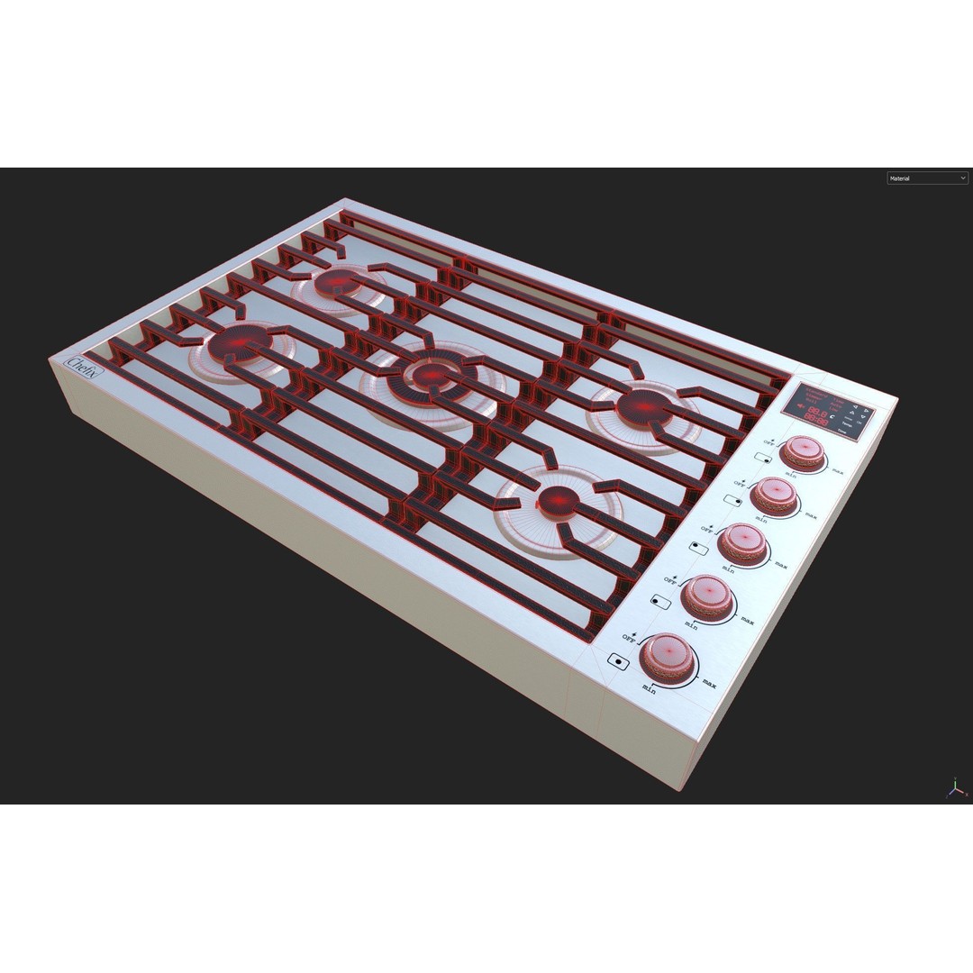 Realistic Cooktop 3D Model – Low Poly PBR Kitchen Appliance, FBX - View 39