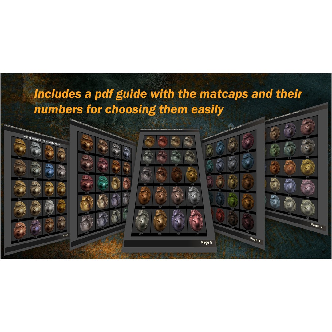 Metals Matcaps 3D Model – Diverse Metallic Textures for ZBrush - View 16