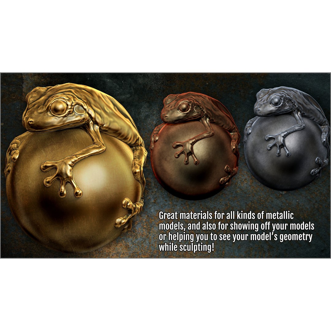 Metals Matcaps 3D Model – Diverse Metallic Textures for ZBrush - View 3