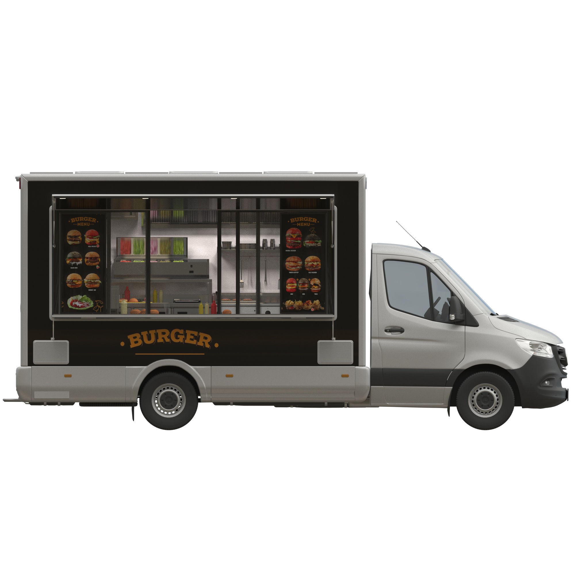 Sprinter Food Truck - Game-Ready 3D Model - View 11