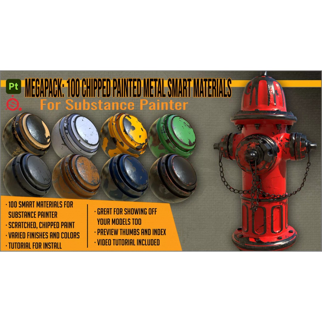 Chipped Metal Smart Materials 3D Model – 100 Textures for Substance Painter - View 2