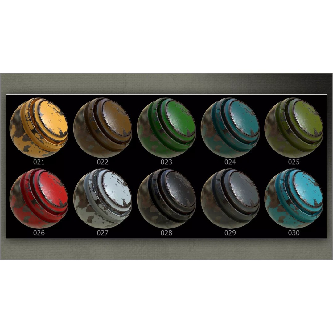 Chipped Metal Smart Materials 3D Model – 100 Textures for Substance Painter - View 7