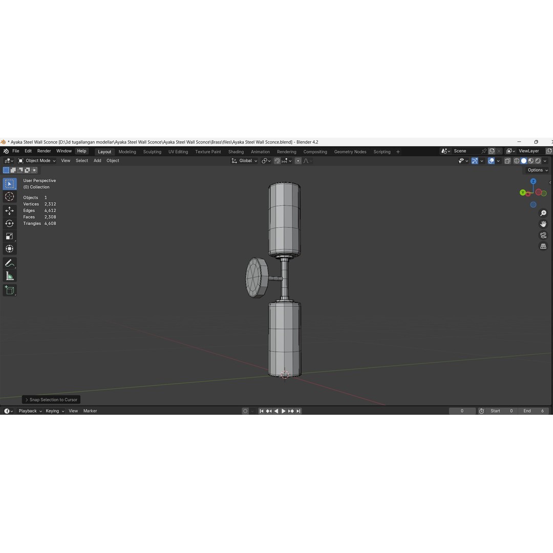 Ayaka Steel Wall Sconce 3D Model – Low Poly PBR Lighting Asset, FBX - View 24