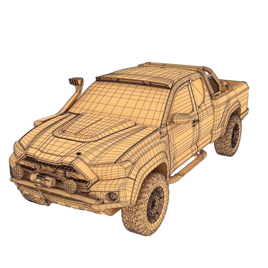 Generic Pickup Truck 3D Model – Low Poly Game Ready Vehicle with PBR Textures
