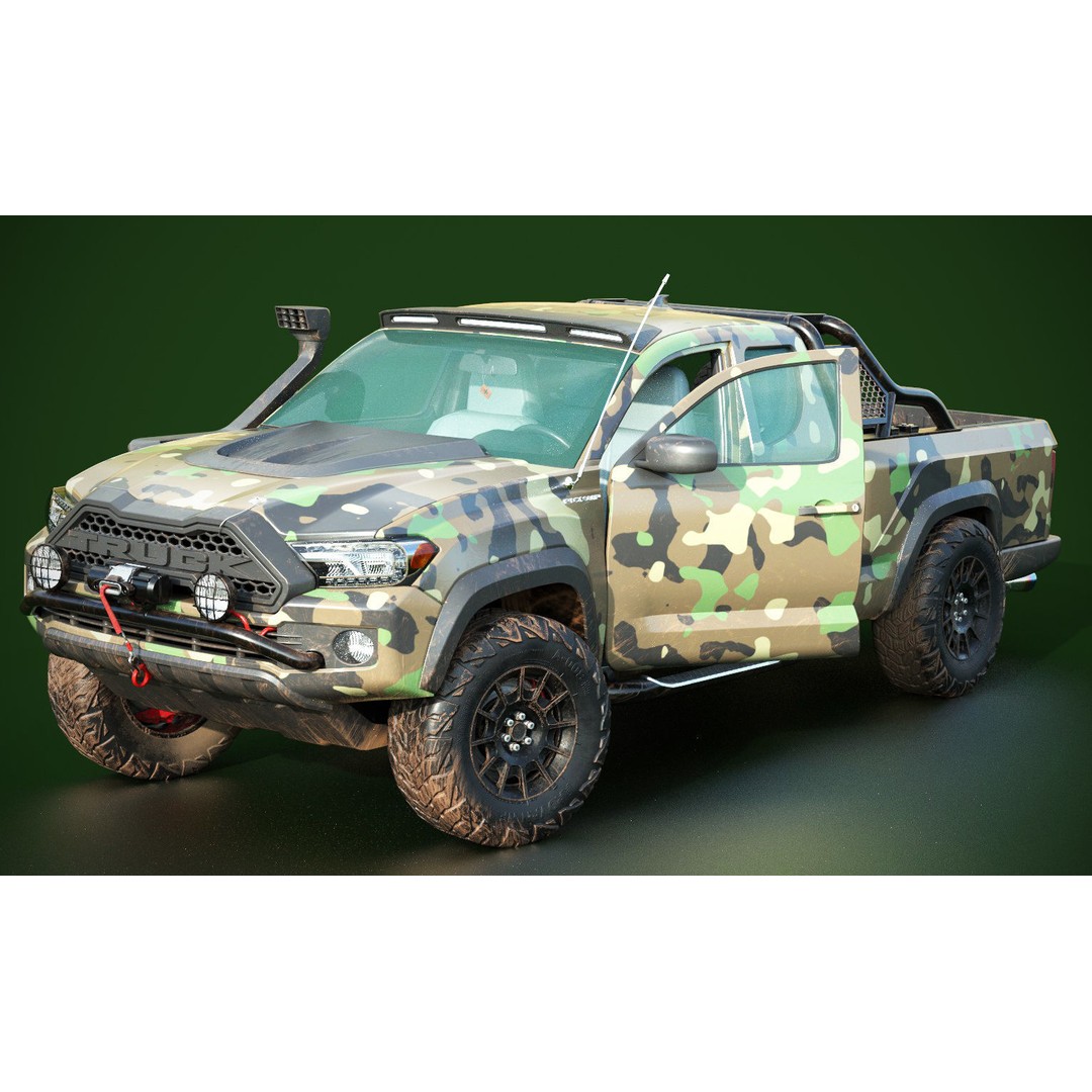 Generic Pickup Truck 3D Model – Low Poly Game Ready Vehicle with PBR Textures - View 10
