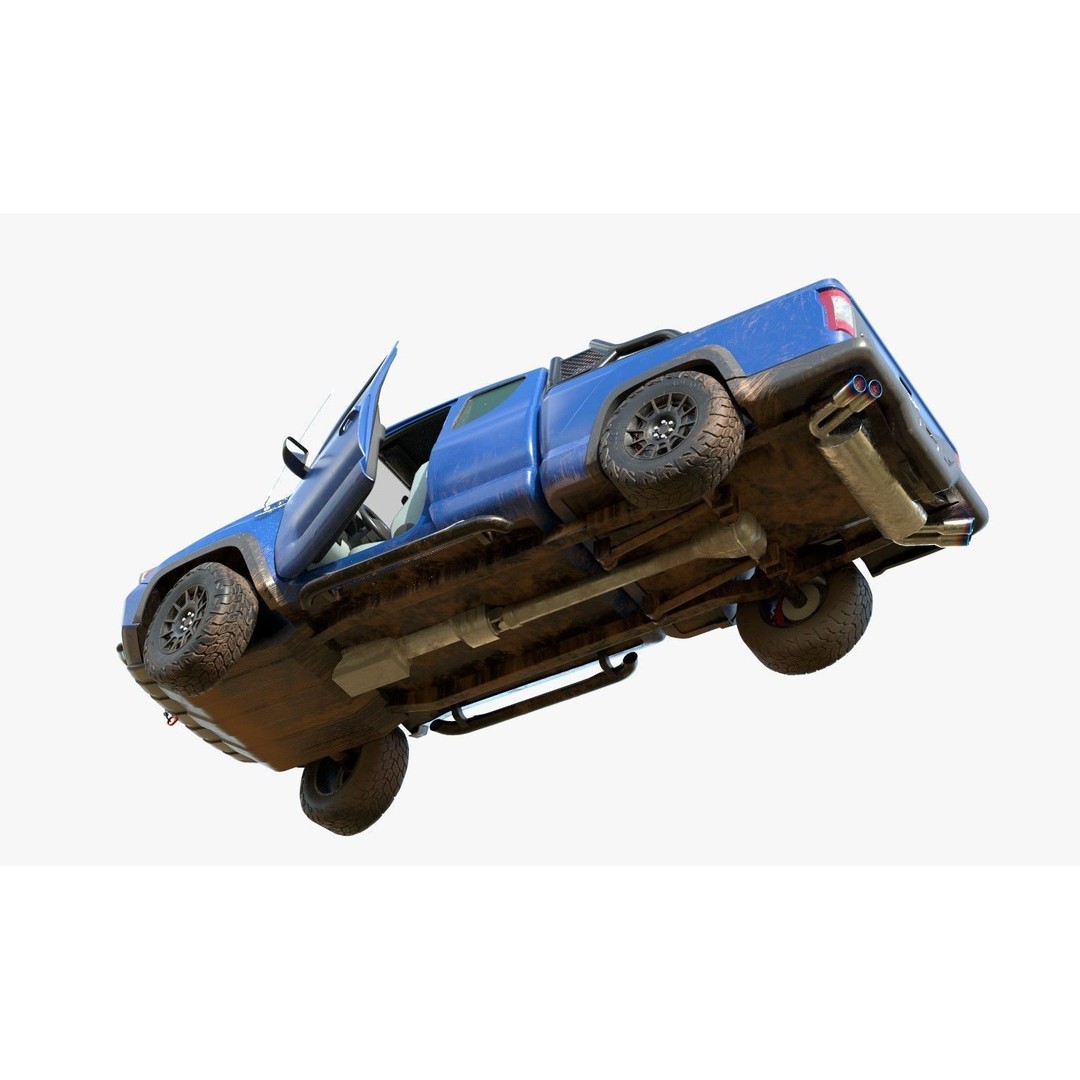 Generic Pickup Truck 3D Model – Low Poly Game Ready Vehicle with PBR Textures - View 11