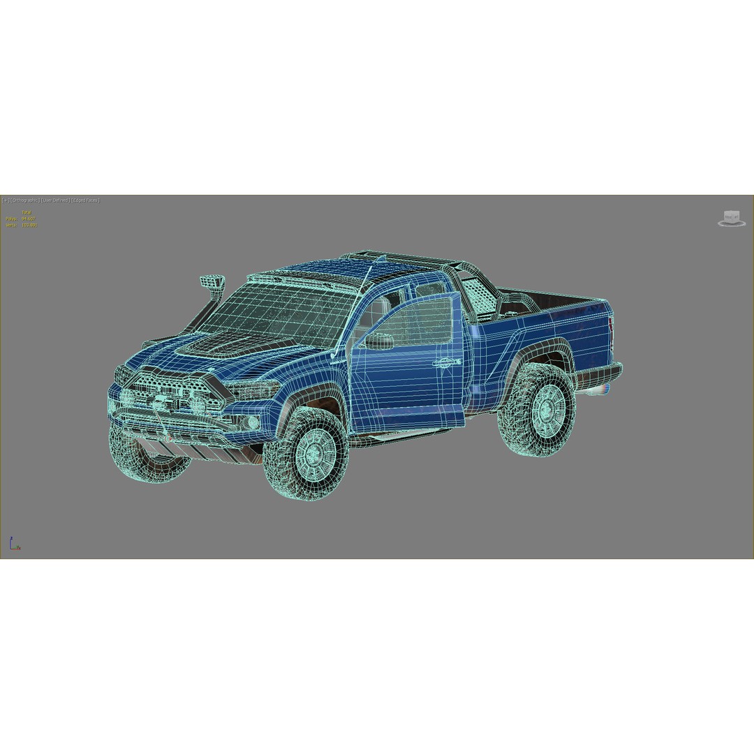 Generic Pickup Truck 3D Model – Low Poly Game Ready Vehicle with PBR Textures - View 13