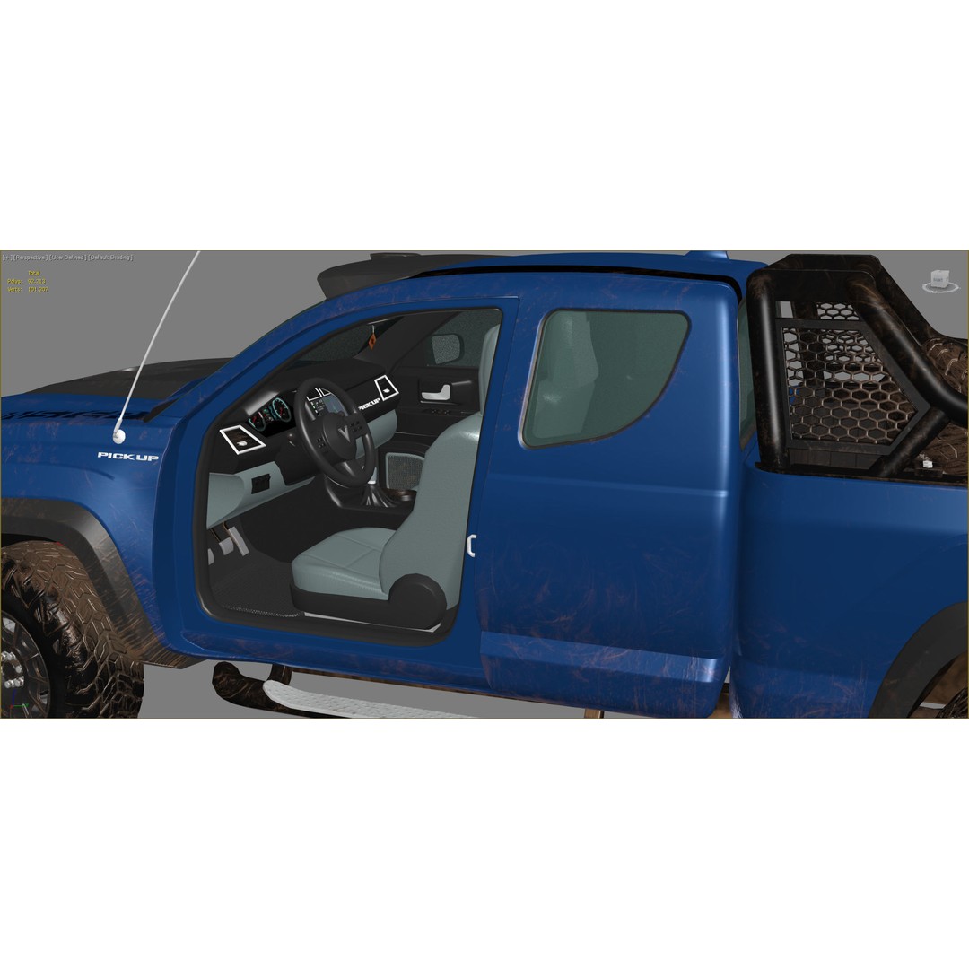 Generic Pickup Truck 3D Model – Low Poly Game Ready Vehicle with PBR Textures - View 14