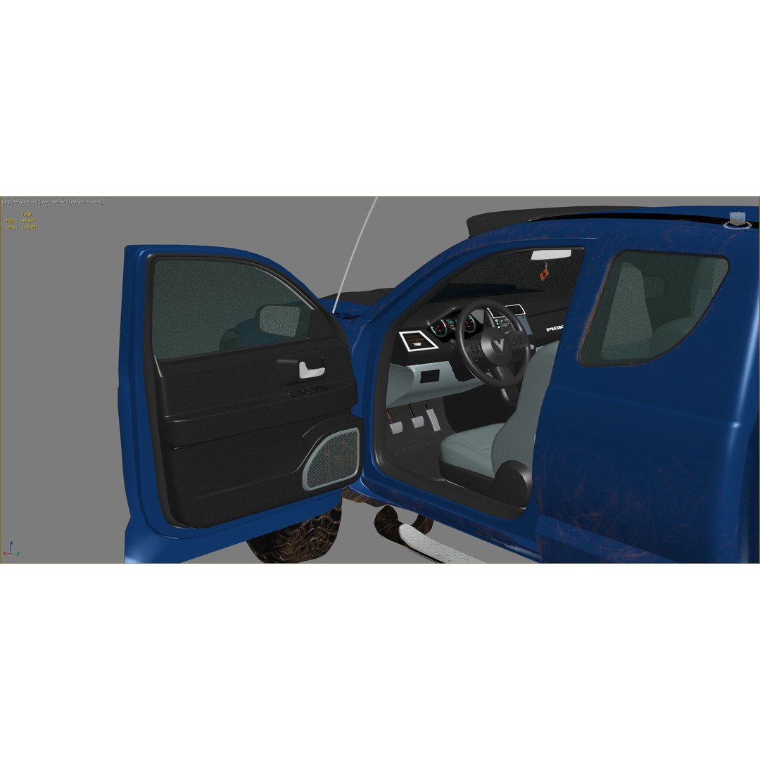 Generic Pickup Truck 3D Model – Low Poly Game Ready Vehicle with PBR Textures - View 15