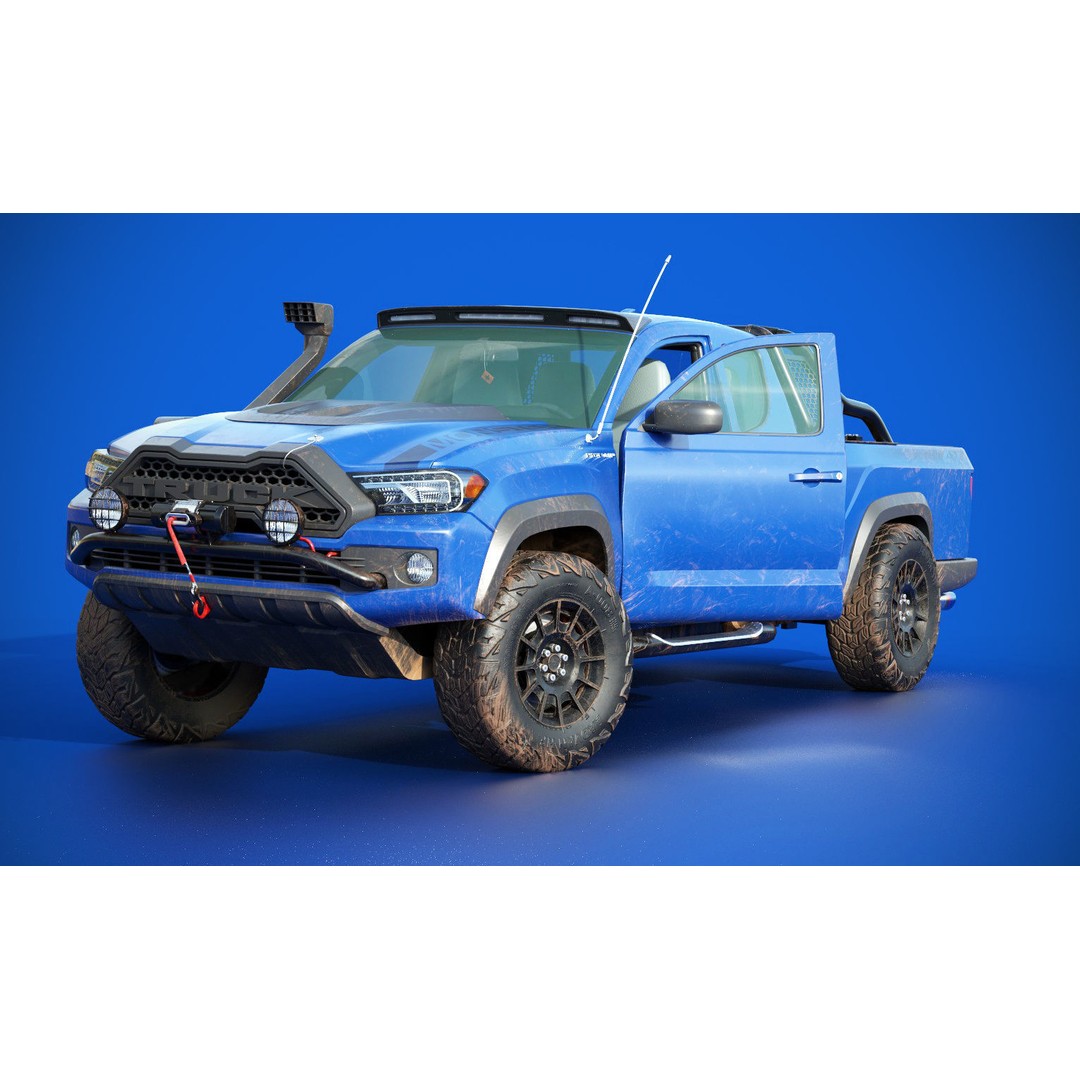 Generic Pickup Truck 3D Model – Low Poly Game Ready Vehicle with PBR Textures - View 3