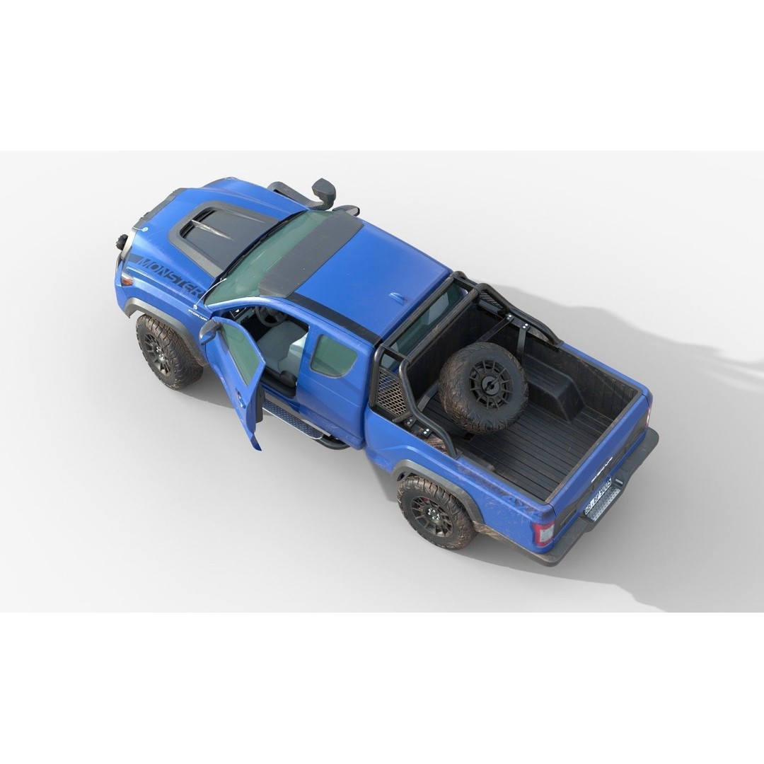 Generic Pickup Truck 3D Model – Low Poly Game Ready Vehicle with PBR Textures - View 5