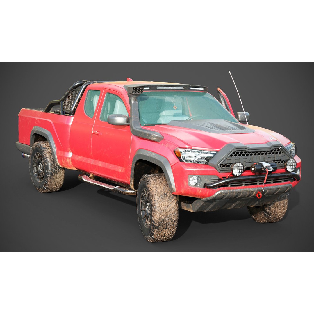 Generic Pickup Truck 3D Model – Low Poly Game Ready Vehicle with PBR Textures - View 8