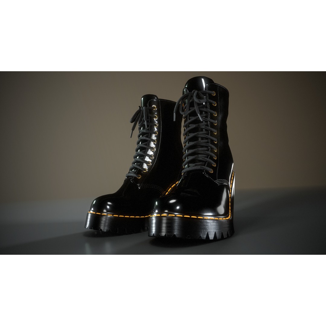Dr. Martens Kendra 3D Model – Low Poly Game Ready Shoe, FBX - View 3