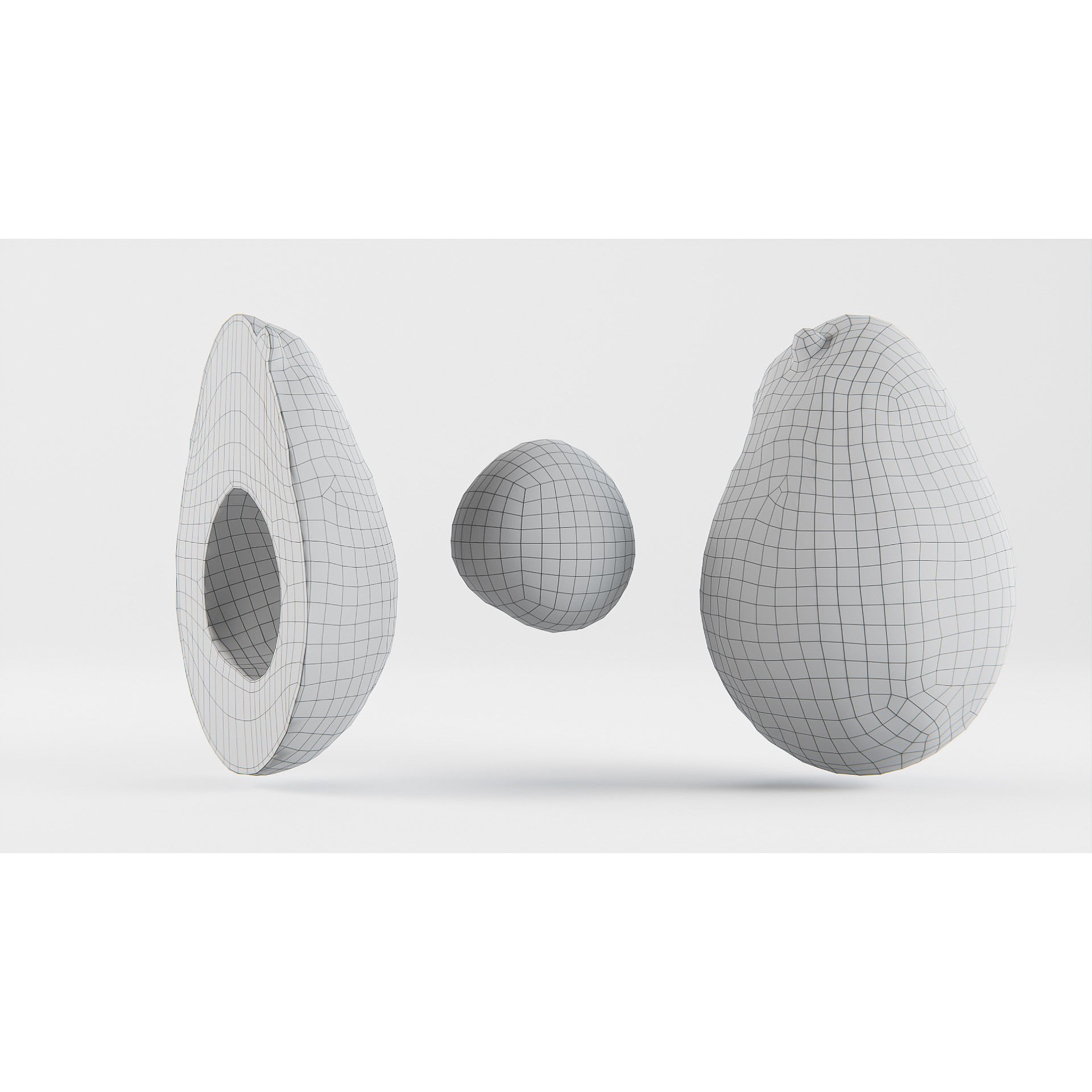 Avocado Set - Low-Poly Game-Ready 3D Model