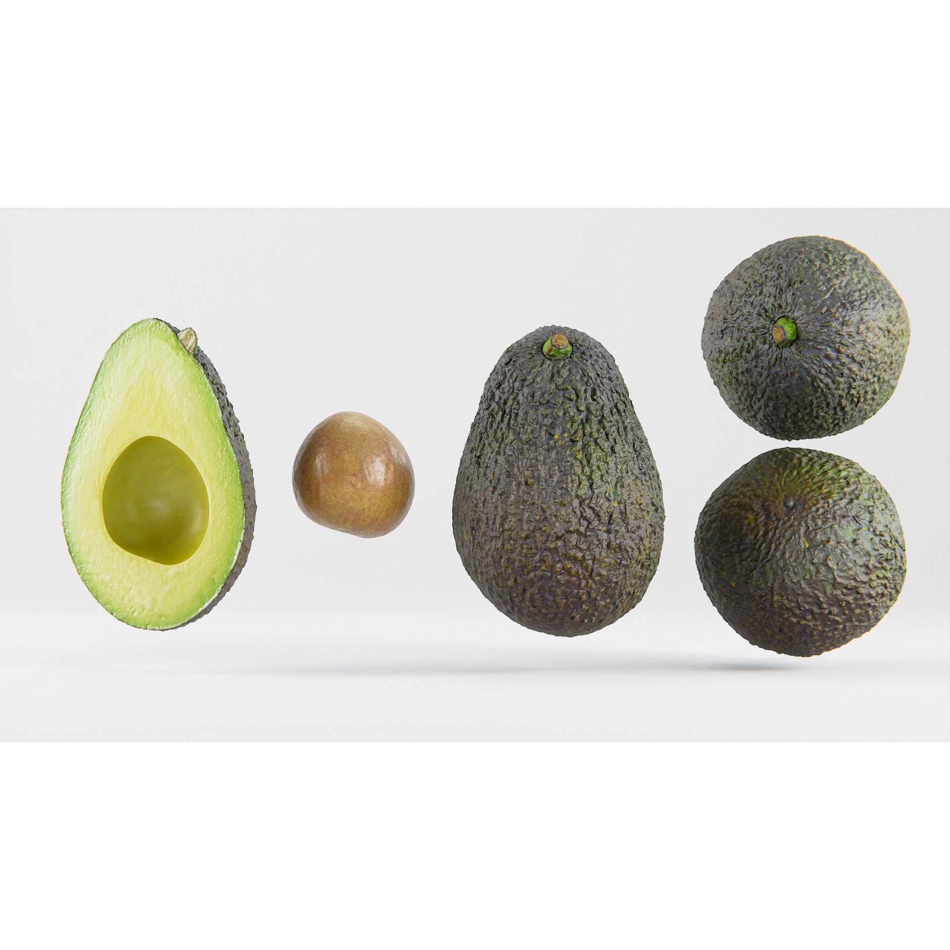 Avocado Set - Low-Poly Game-Ready 3D Model - View 4