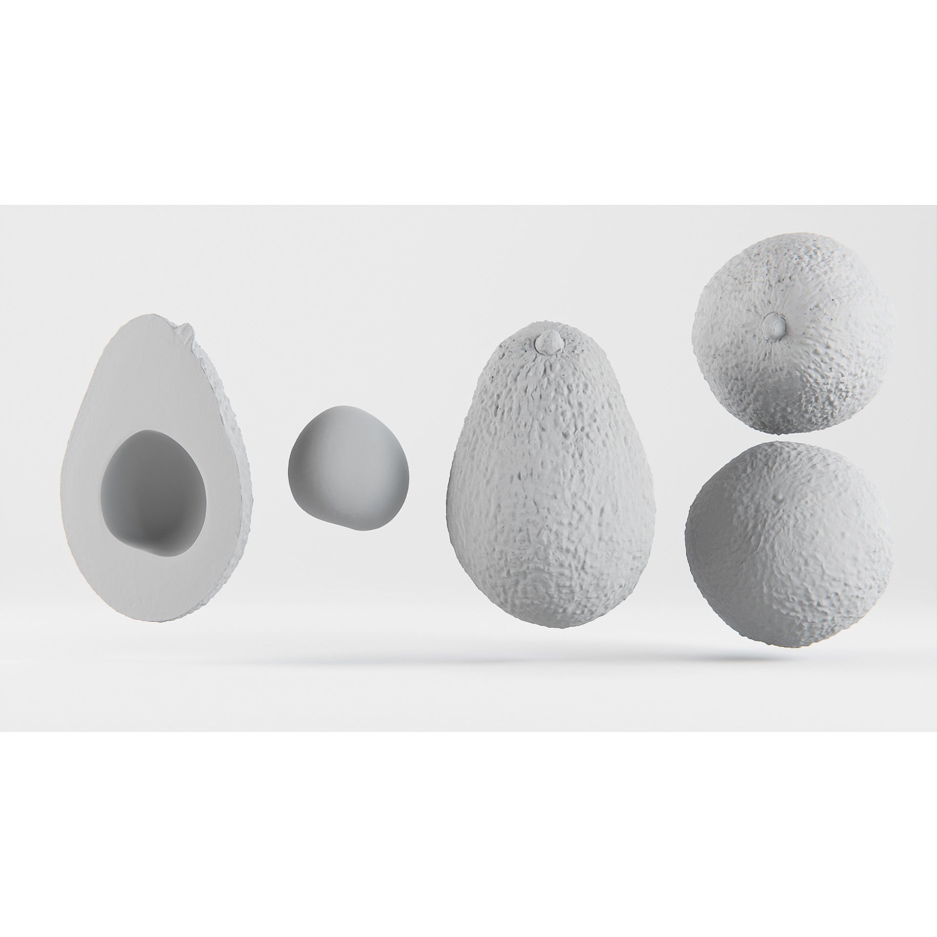 Avocado Set - Low-Poly Game-Ready 3D Model - View 5