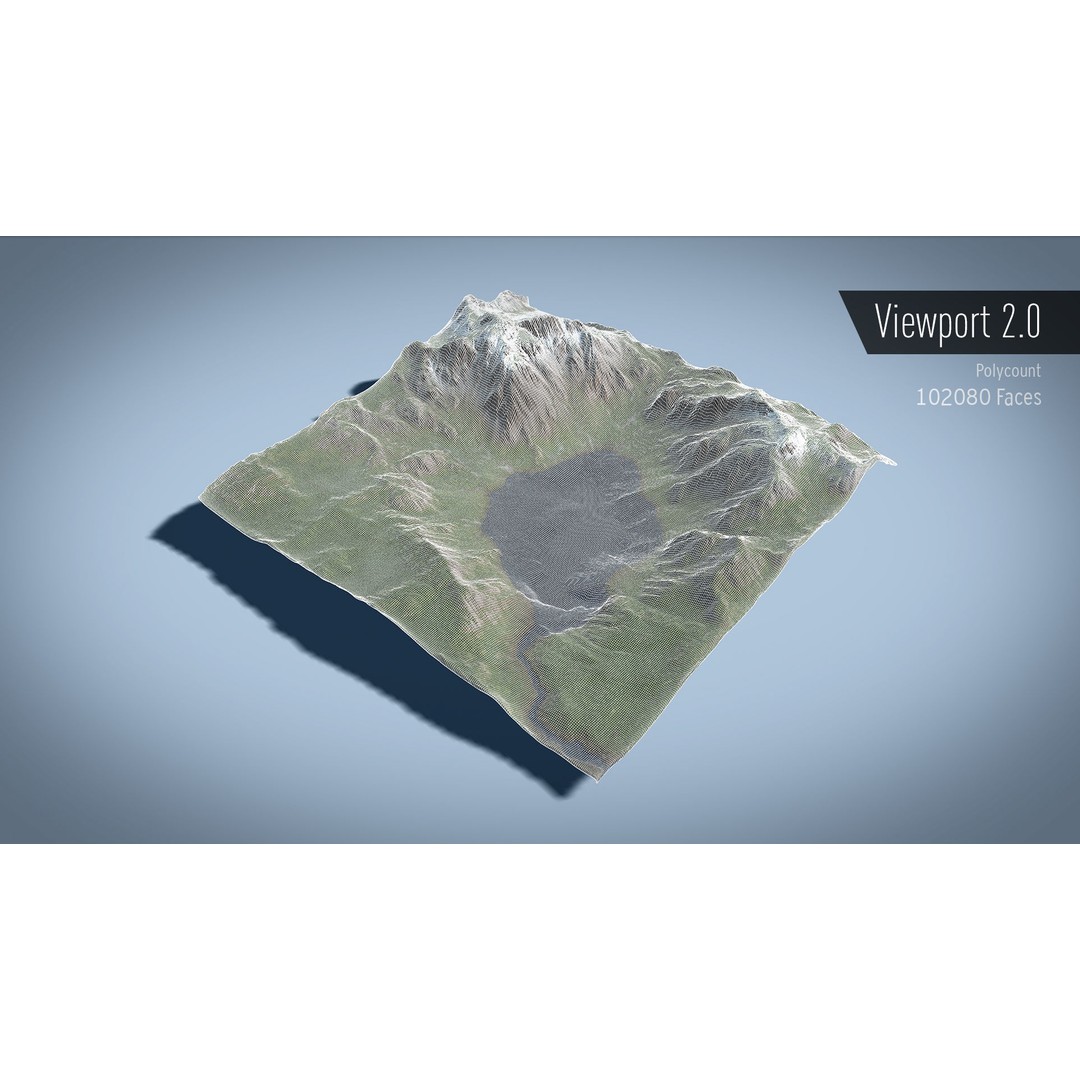 Mountain Lake 3D Model – Low Poly Landscape Asset with PBR Textures