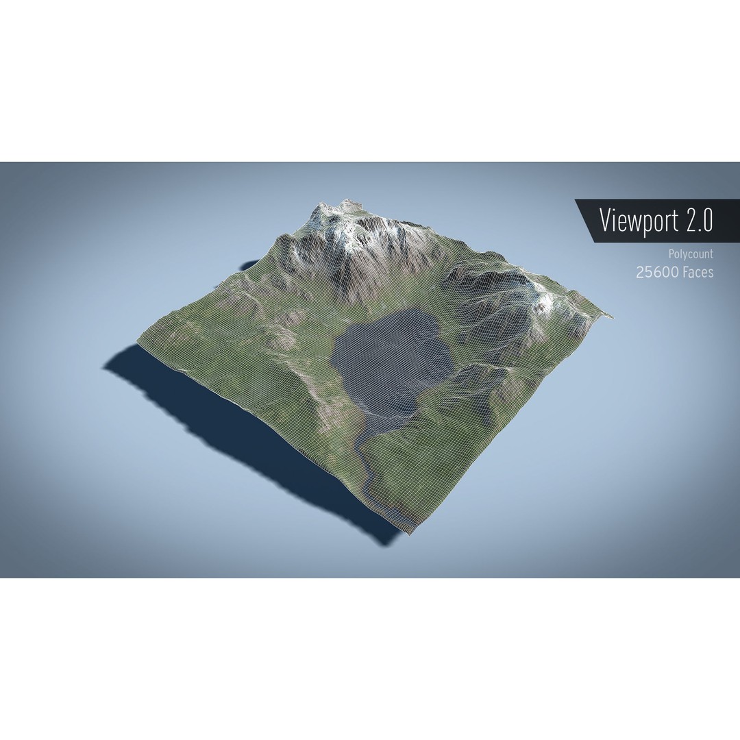 Mountain Lake 3D Model – Low Poly Landscape Asset with PBR Textures - View 10