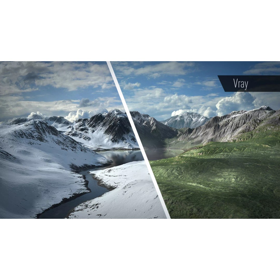 Mountain Lake 3D Model – Low Poly Landscape Asset with PBR Textures - View 2