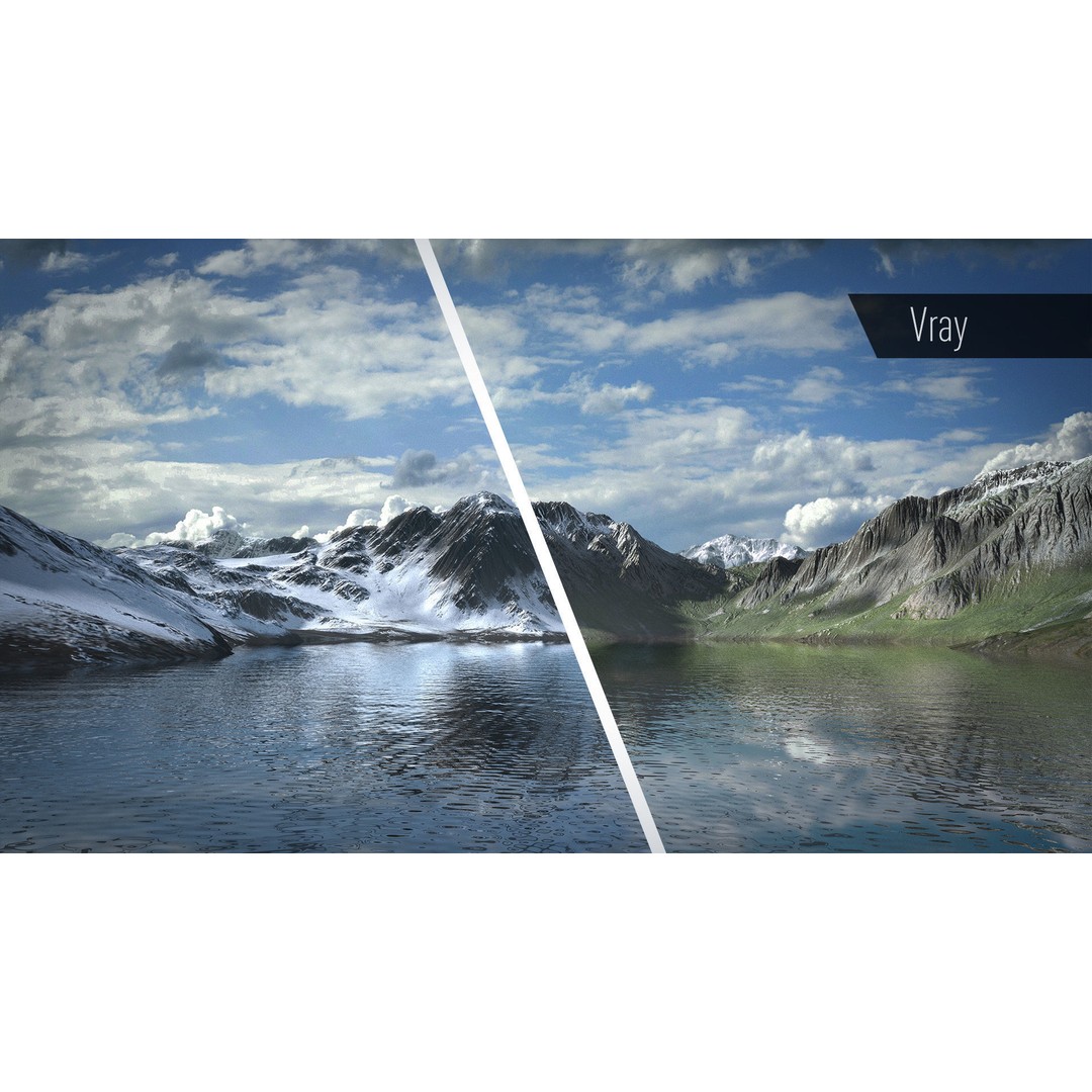 Mountain Lake 3D Model – Low Poly Landscape Asset with PBR Textures - View 3