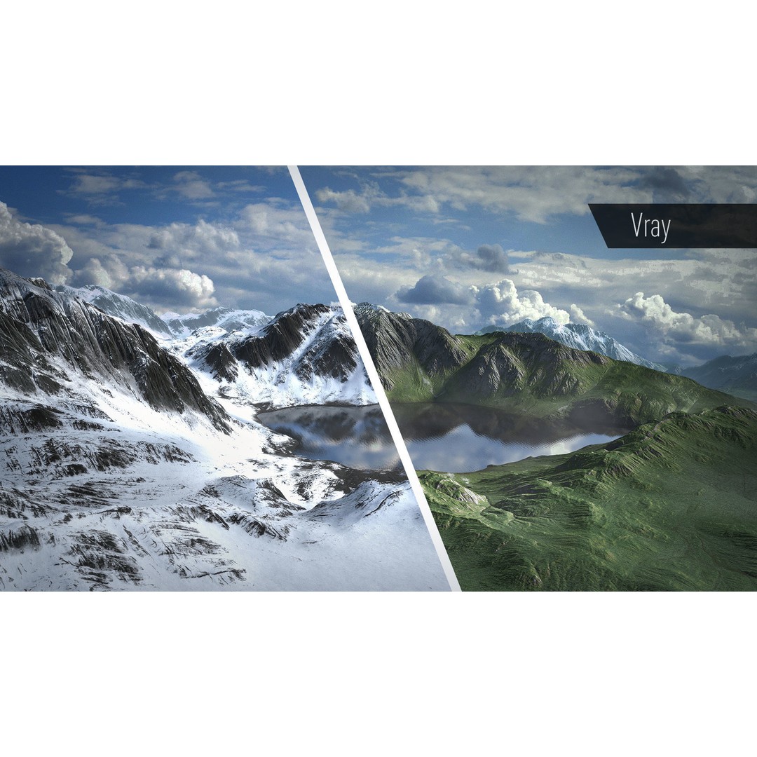 Mountain Lake 3D Model – Low Poly Landscape Asset with PBR Textures - View 4