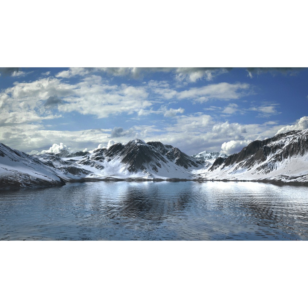 Mountain Lake 3D Model – Low Poly Landscape Asset with PBR Textures - View 6