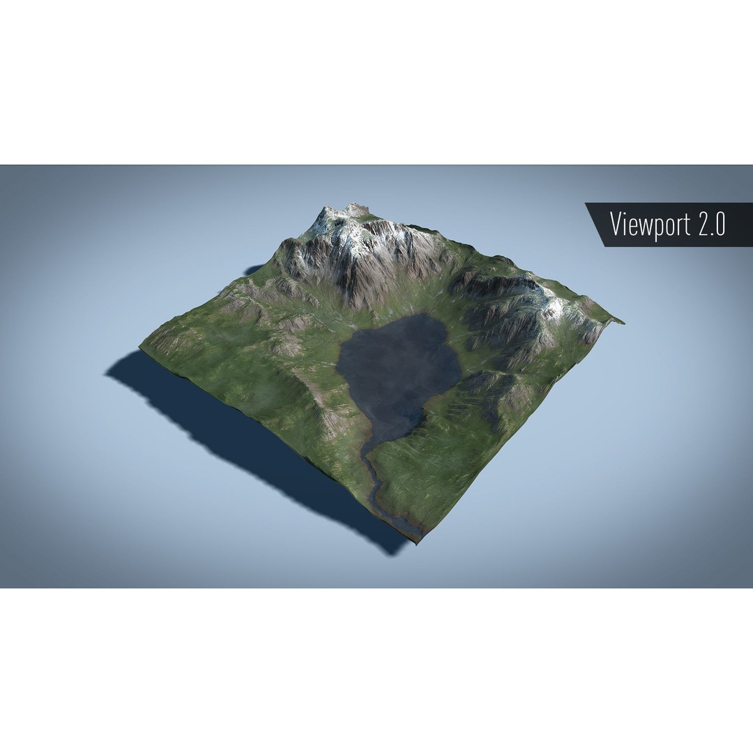 Mountain Lake 3D Model – Low Poly Landscape Asset with PBR Textures - View 9