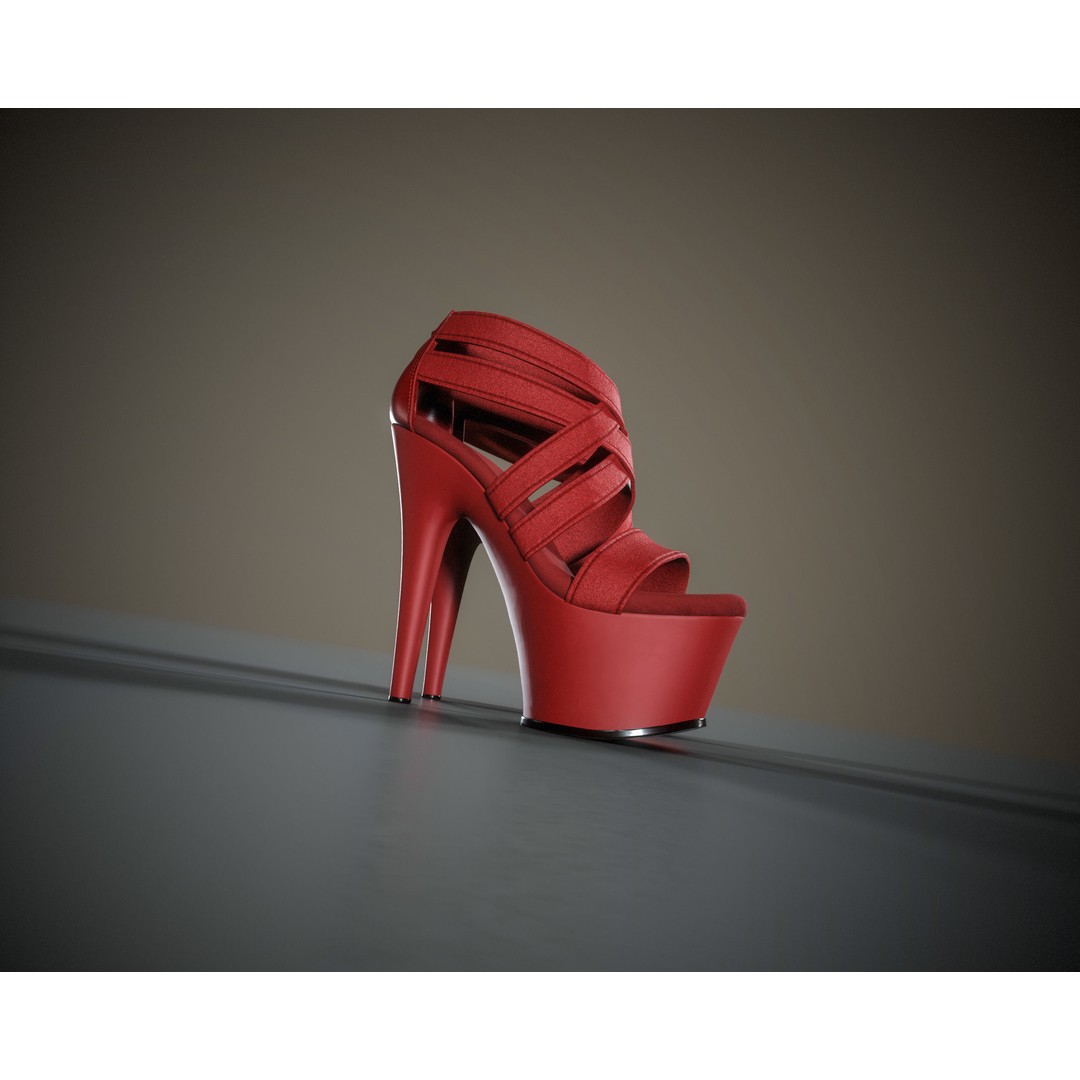 Banded Platform Shoes 3D Model – Low Poly Game-Ready Asset, FBX, OBJ - View 15